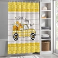 thumbnail image 6 of Bee Truck Standard Shower Curtain Set, Waterproof Shower Curtains for Bathroom, Yellow Honey Daisy Floral Plaid Wooden Grain Washable Fabric Bath Curtain for Bathtub with Hooks 72x72 Inches, 6 of 9