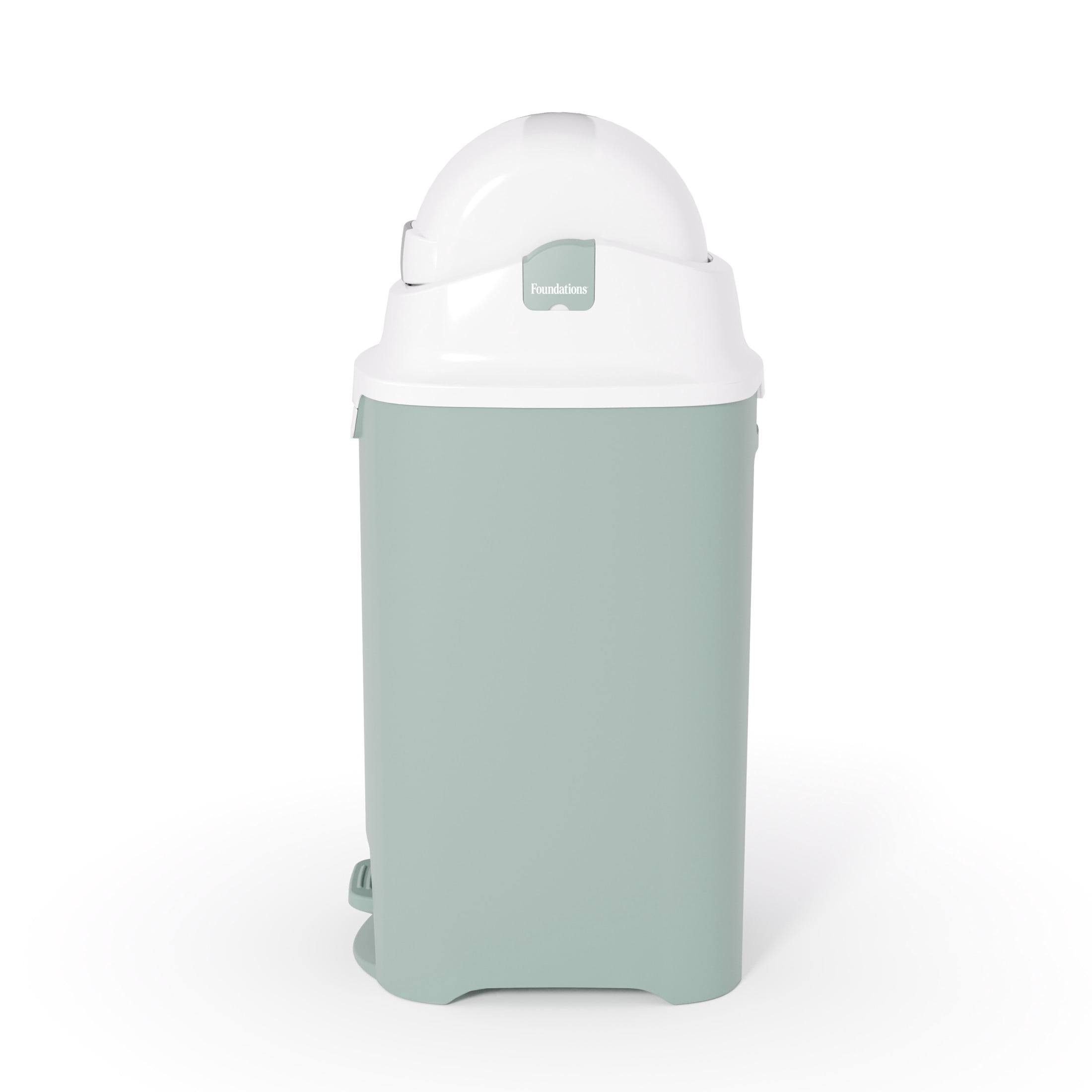 Foundations Hands Free Medium Diaper Pail with Airtight Lid - Durable & Odorless Diaper Disposal, Holds up to 45 Newborn Diapers, Refill With Any Bags - Green