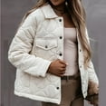 thumbnail image 2 of IROINNID Women's Short Blouson Jacket Round Neckline Solid Color Long Sleeve Ladies Casual Neck Button Jacket Casual Coat Outwear, White, 2 of 5