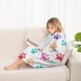 thumbnail image 4 of Colorful Dog Paw Footprint Blanket Hoodies for Kids 6-13YR Oversize Wearable Blanket Hoodies for Boys Girls Teens, 4 of 7