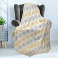 thumbnail image 4 of Grey and Yellow Soft Flannel Fleece Throw Blanket, Bohemic Oriental Inspired Geometrical Floral Art Image, Cozy Plush for Indoor and Outdoor Use, 60" x 80", Apricot Grey and White, by Ambesonne, 4 of 5