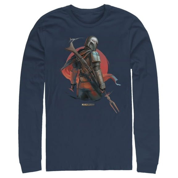 Men's Star Wars: The Mandalorian Dusty Sunset  Long Sleeve Shirt Navy Blue 2X Large