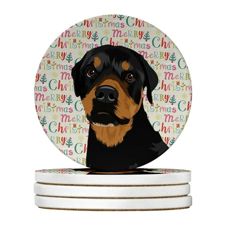 

Rottweiler Black and Rust Christmas Large Sandstone Coasters Pack of 4 4 in x 4 in