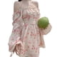 thumbnail image 2 of Vestido largo de manga abullonada, vestido halter con hombros descubiertos y mangas abullonadas, vestido con estampado floral y mangas abullonadas de calidad profesional, 2 of 9