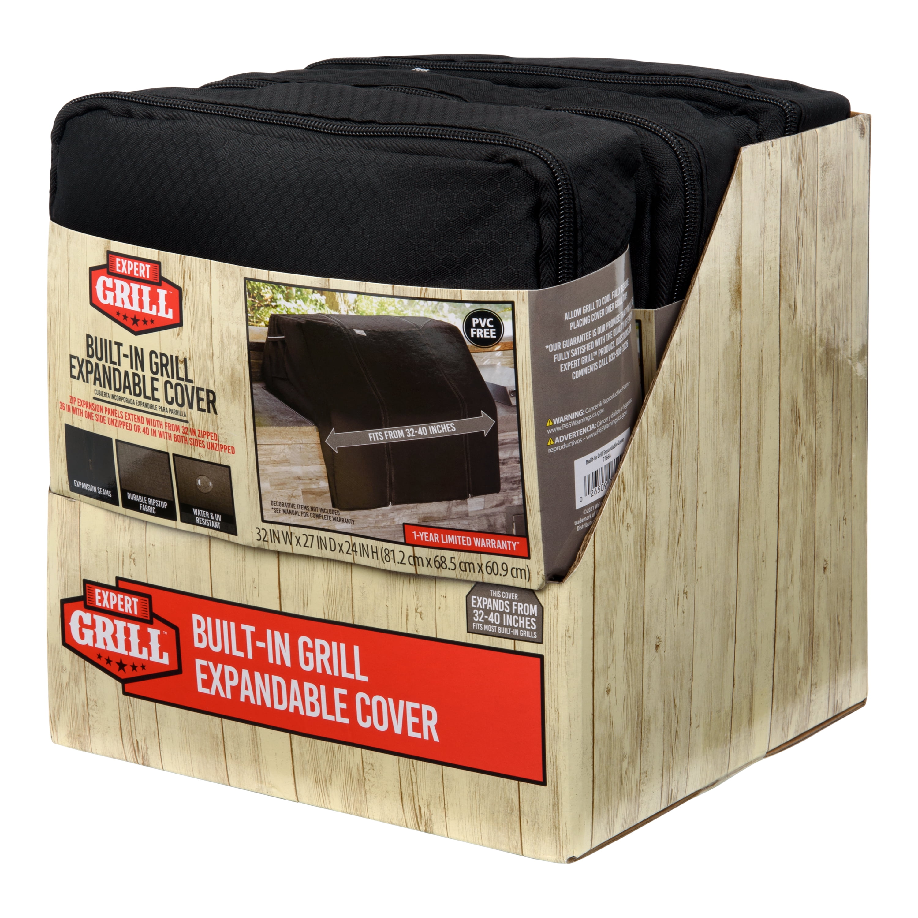 Expert Grill Expandable Built in Grill Cover Fits 32 to 40 W Grills Black Model 7766A Walmart