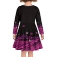 thumbnail image 3 of FKELYI Christmas Snowflake Long Sleeve Dresses Comfy Children Swing Party Dress Purple Xmas A Line Skater Casual Twirly Dress Aged 5-6 Years, 3 of 4