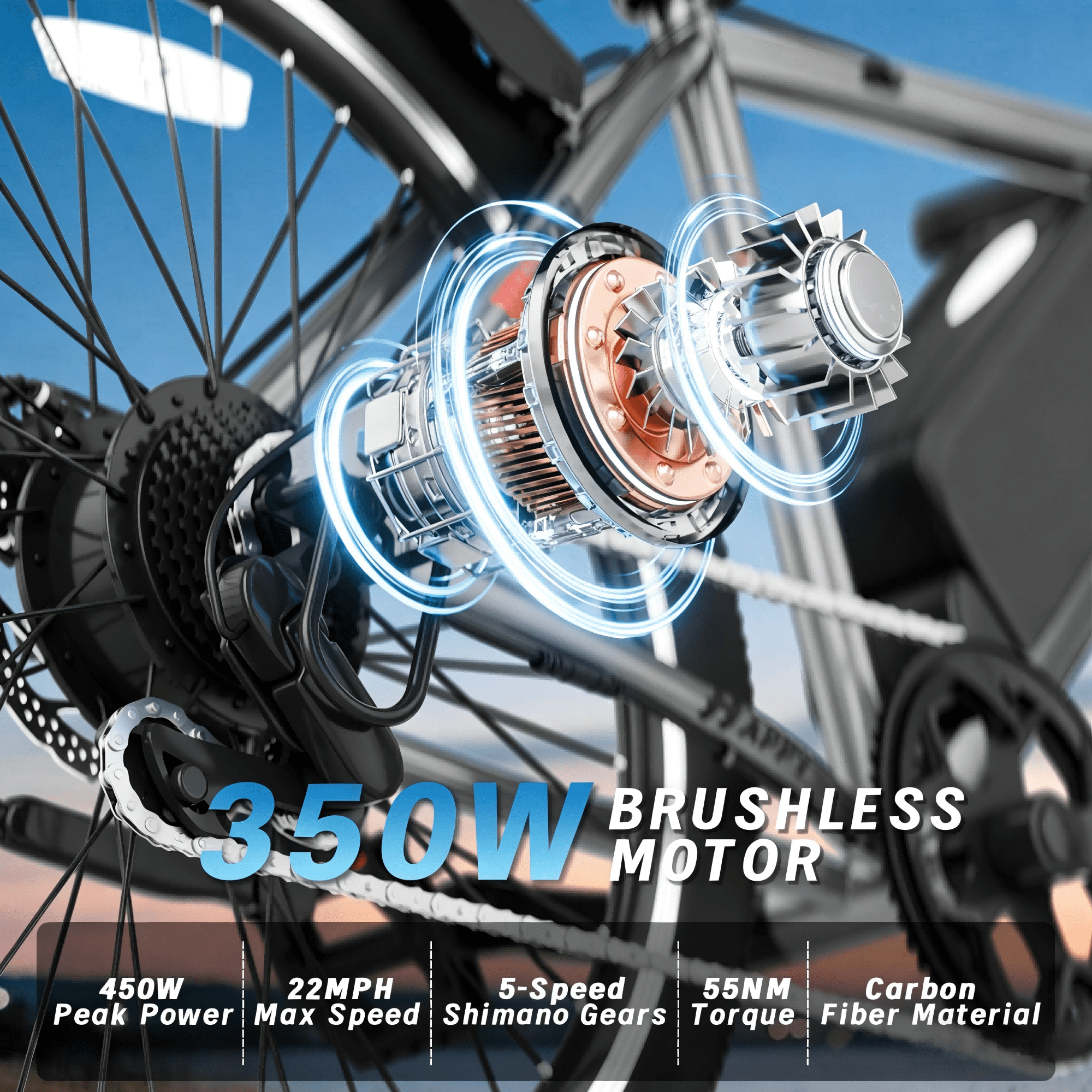 26" E-Mountain Bike for Adults, 350W Motor, 48V 5.2Ah Removable Battery, Up to 22 MPH & 45 Miles Range, 7-Speed Electric Bicycle with Pedal Assist, UL2849 Certified