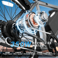 thumbnail image 4 of 26" E-Mountain Bike for Adults, 350W Motor, 48V 5.2Ah Removable Battery, Up to 20 MPH & 45 Miles Range, 7-Speed Electric Bicycle with Pedal Assist, UL2849 Certified, 4 of 9