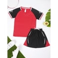 thumbnail image 3 of LiiYii Kids Boys Jerseys Shirts and Shorts Set Basketball Football Athletic Sportswear Red 4XS, 3 of 7