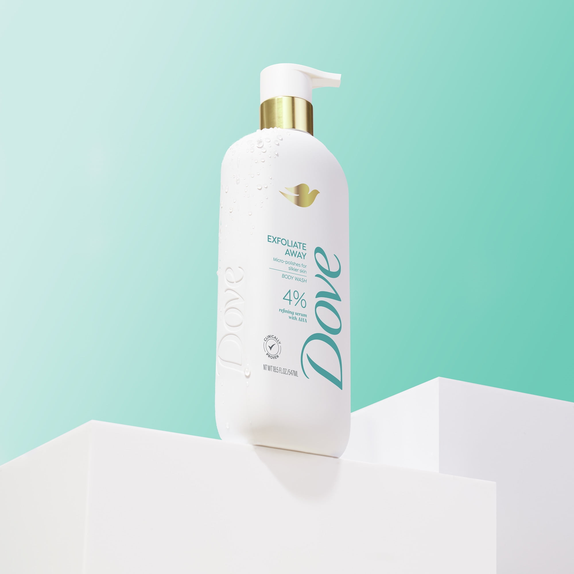 Dove Exfoliate Away Body Wash 4% Refining Serum with AHA All Skin Type, 18.5 oz