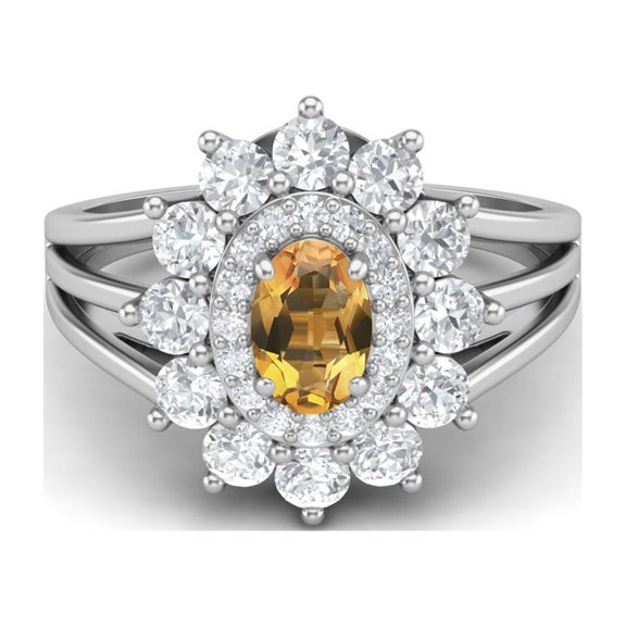 4.03 Ctw Oval Natural Citrine 925 Sterling Silver Solitaire Women's Mother's Day Gift Ring