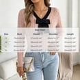 thumbnail image 3 of QIYAGBSA Womens V Neck Sweater Cable Knit Contrast Bow Detail Long Sleeve Pullover Casual Fall Winter Top (White M), 3 of 7