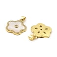 thumbnail image 2 of 5pc Rack Plating Real 18K Gold Plated Brass Pendants with Cubic Zirconia and Shell Long-Lasting Plated Lead Free & Cadmium Free Flower Seashell Color 21x18x2.5mm Hole: 5x3.5mm, 2 of 2