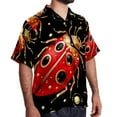 thumbnail image 2 of Seven Starred Ladybird Men's Short Sleeve Poplin Shirt, Button Down Casual Summer Beach Printed Unisex Shirt, 2 of 6
