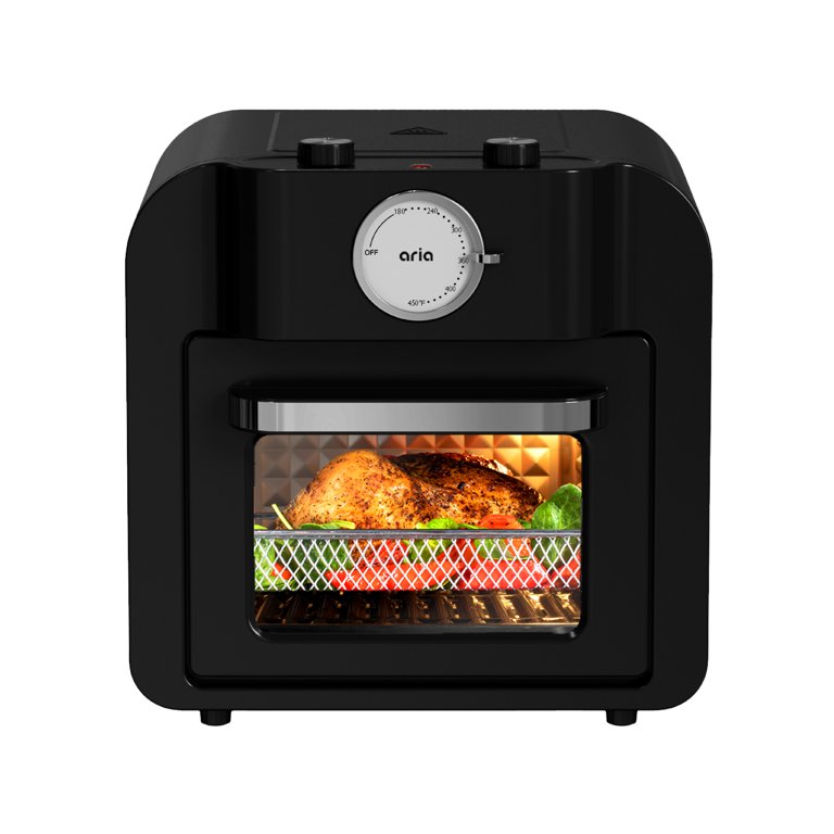 16 qt. Air Fryer Oven Ariawave Mini Stainless Steel with Rotating Rotisserie, Silver