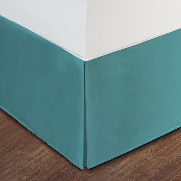 Queen Size Turquoise Luxury Hotel Bed Skirt Tailored Pleat, 14" Drop