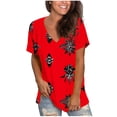 thumbnail image 2 of JTZGDY Western Shirts for Women Vintage African Dashiki Print Summer Short Sleeve Casual V Neck Contrast Color Ethnic T-Shirts Trendy Ladies Flowy Tunic Blouse Red L, 2 of 6