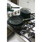 Thyme & Table 12-Piece Ceramic Non-Stick Granite Collection, Non-Toxic Cookware Set, Pots and Pans Set - Hunter Green