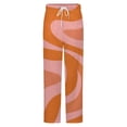 thumbnail image 5 of Abstract Orange Pink Wavy Lines Winter Female Pants Flannel High Waist Women Pants Lady Warm Straight Leg Plush Trousers, 5 of 7