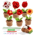 thumbnail image 1 of Crochet Kit for Beginners, 6 Pcs Crochet Potted Flowers Kit (Red), Complete Crochet Kit for, 1 of 6