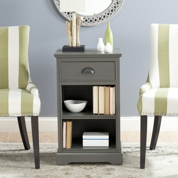 SAFAVIEH Griffin Solid Casual One Drawer Side Table, Grey