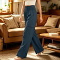 thumbnail image 5 of Elvqul Womens Cargo Pants with Multi Pockets, High Waisted Wide Leg Straight Pants Elastic Waist Quick Dry Casual Baggy Relaxed Fit Athletic Pants for Hiking Climbing, 5 of 6