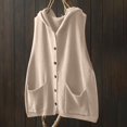thumbnail image 4 of Fengqque Women's Knitted Sweater Hooded Sleeveless Vest Cardigan Button Loose Long V Neck Pockets Knit Outwear Top Beige 6(M), 4 of 9
