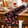 thumbnail image 5 of Red Poppy Table Runner 72 Inches, Spring Summer Flowers Botanical Black Bed Runner Dresser Scarves Tabletop for Indoor Outdoor Parties/Ceremony/Banquet, 14" x 72", 5 of 9
