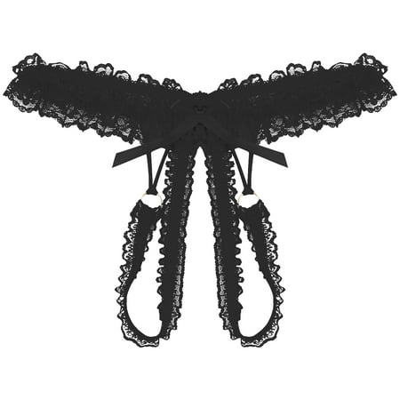 Bigersell Thong Panties for Women Floral Lace Mesh Lingerie Underwear Breathable Comfortable Bikini Panties Womens G-String Lace Briefs Underpants Black One Size