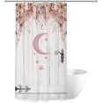 thumbnail image 5 of Small Rv Half Rustic Shower Curtain 36Wx72H Inch Stall Barn Door Flower White Pink Floral Plant Wooden Plank Barnwood Western Country Bathroom Decor Fabric Polyester Waterproof 7 Pack Hooks, 5 of 6