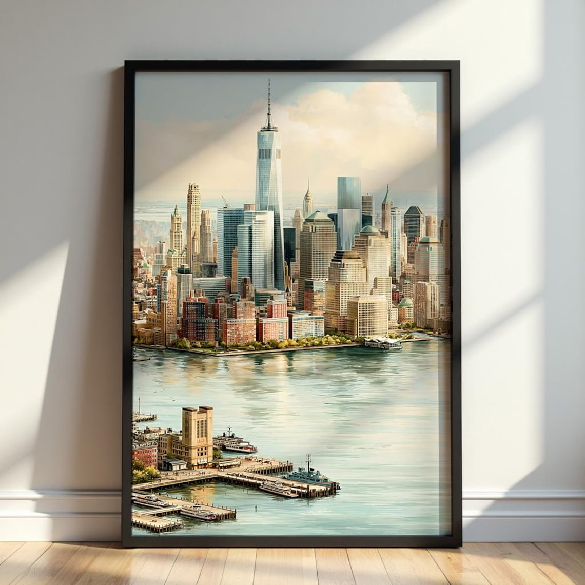 Lower Manhattan NYC Skyline One World Trade Center Print, Poster Only