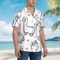 thumbnail image 3 of Susaid Alpacas and Hearts Print Short Sleeve Shirts Button Down Casual Shirts Summer Beach Aloha Button Down Short Sleeve for Men ,Small, 3 of 7