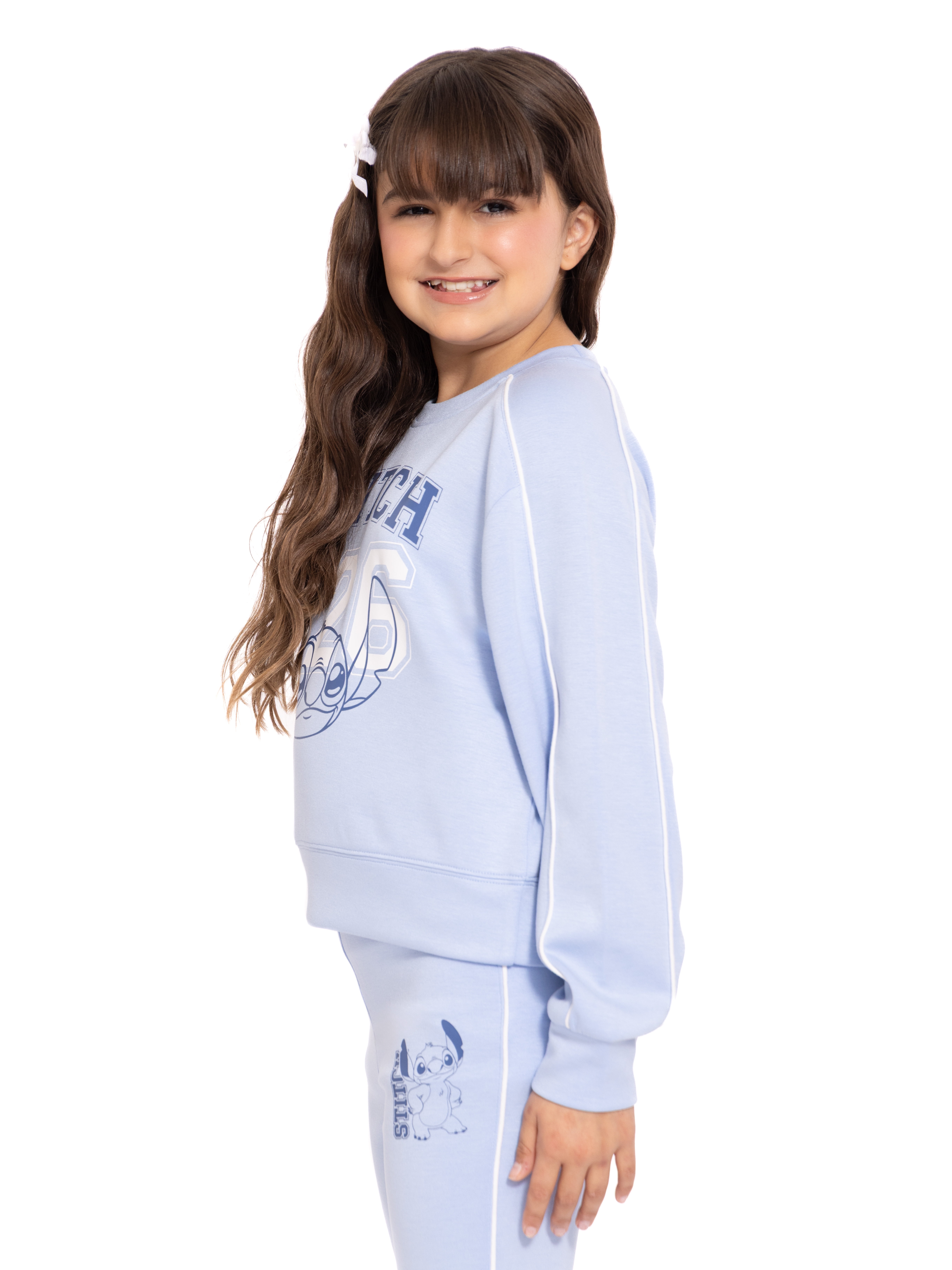 Stitch Toddler & Big Girls Active Graphic Sweatshirt with Long Sleeves, Sizes 12M-12