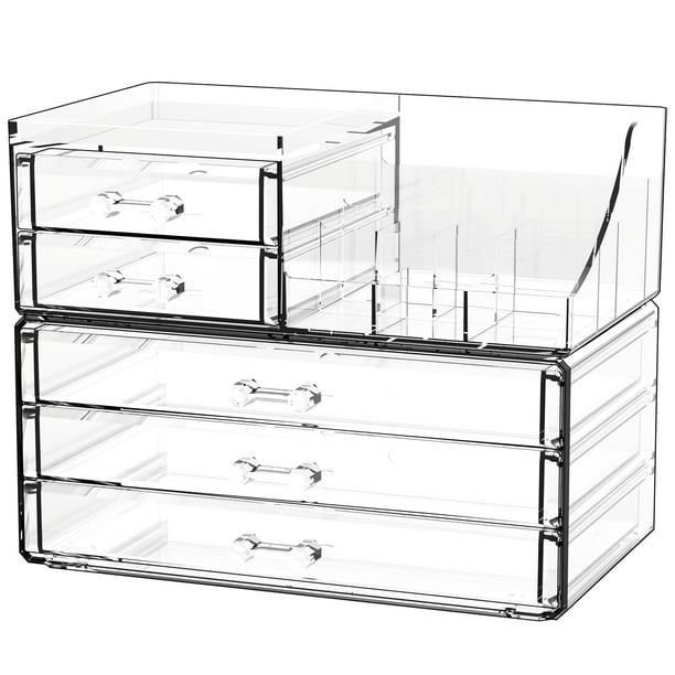 Organizador de maquillaje CQ acrílico transparente con 5 cajones