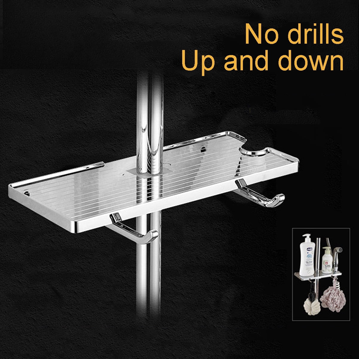 Bathroom Adjustable Bath Pole Rack Shower Caddy Shelf Storage Hanging Holder Organizer Walmart
