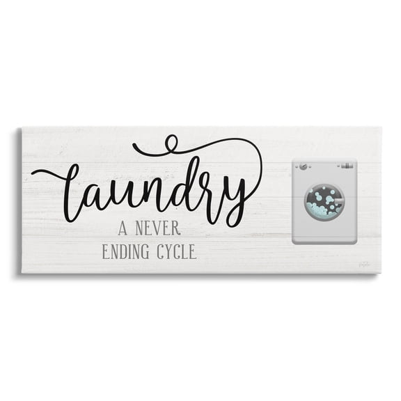 Laundry Never Ending Cycle Funny Typography Graphic Art Gallery Wrapped Canvas Print Wall Art