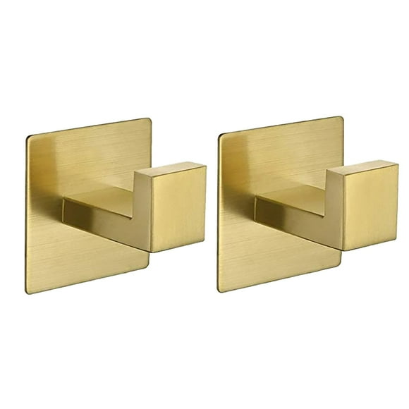 Gold Towel Holder, 60cm No-Drilling Self-Adhesive Rack, Brushed Stainless Steel, for Bathroom, Kitchen & More, Set of 2