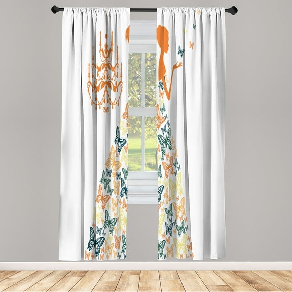 Ambesonne Curtains, Pair of 28"x84", Dark Orange