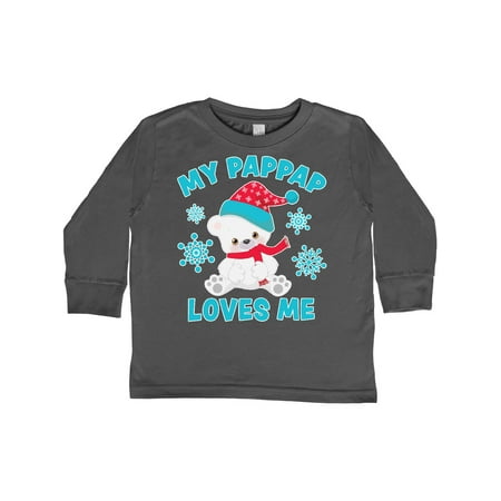 

Inktastic Polar Bear My Pappap Loves Me in Santa Hat with Snowflakes Gift Toddler Boy or Toddler Girl Long Sleeve T-Shirt