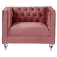 thumbnail image 3 of ACME HeiberoII Chaise Rembourrée en Velours Capitonné Rose, 3 of 8