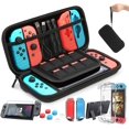 thumbnail image 1 of Étui pour Switch Compatible avec Nintendo Switch, Trousse d'Accessoires Switch 9 en 1 avec Étui de Transport à 8 Pochettes, Étui de Protection PC, Protecteur d'Écran HD pour Switch et Ensemble de 6 Capuchons de Prises de Pouce, Noir, 1 of 8