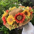 thumbnail image 4 of Vintage Sunflowers Artificial Flowers 7 Pcs Faux Silk Sunflowers Bouquet Fake Real Touch Long Stems Floral for Wedding Party Centerpieces Home Decoration(Gold), 4 of 4