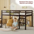 thumbnail image 2 of UHOMEPRO Twin Size Loft Bed, Solid Wood Loft Bed Frame with Wooden Slats, Modern Low Loft Bed for Boys Girls, No Box Spring Needed, Espresso, 2 of 8