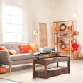 thumbnail image 4 of Lift Top Coffee Table with Hidden Compartment & 2 Storage Shelves - Living Room Dining Table with Rising Tabletop Lifttop Desk for Apartment, Home, Condo - Rustic Brown, 4 of 6