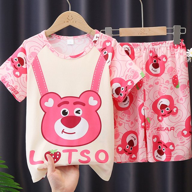Pyjamas pour Garçons et Filles Ensemble de Vêtements de Maison à Manches Courtes Shorts Pyjamas