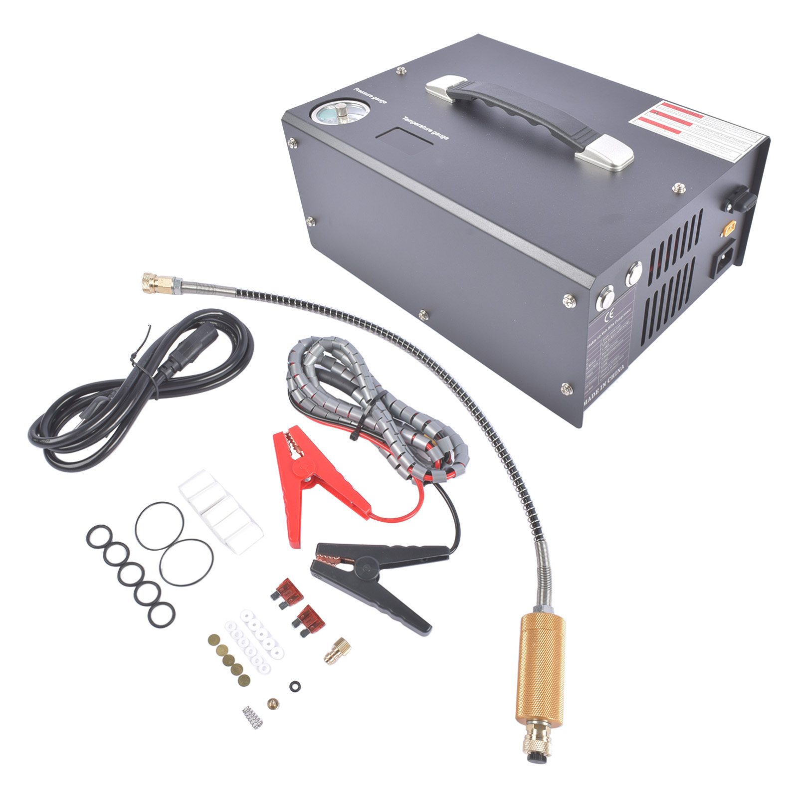 PCP Air Compressor 4500Psi 30Mpa, 500W Auto-Stop Scuba Tank Compressor 12V DC/110V Ac or 220V AC for Home Use, AC Compressor for Mini Scuba Tank - Black