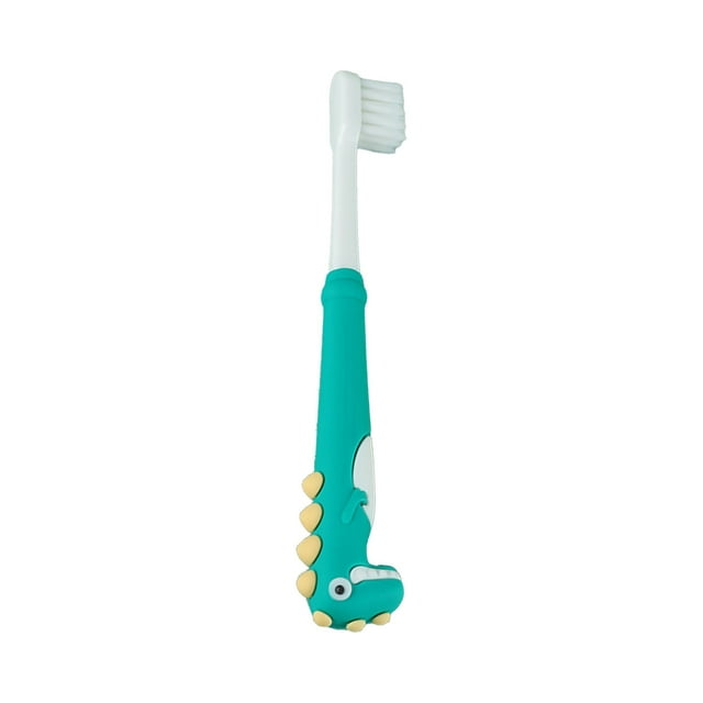 Cepillo de dientes infantil de pelo suave y cabezal pequeño, en envase individual, con diseño de dinosaurio, para niños de 3 a 12 años
