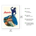 thumbnail image 2 of Acapulco Mexico - Dancer Silhouette - Vintage Airline Travel Poster by Fred Ludekens c.1950s - Bamboo Fine Art 290gsm Paper (Unframed) 12x16in, 2 of 4