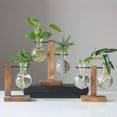 thumbnail image 4 of Vintage Hydroponic Plant Vases Transparent Flower Pot Wooden Frame Glass Tabletop Plants Vase for Home Bonsai Decor, 4 of 7