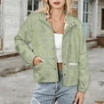 thumbnail image 3 of Jackets for Women Winter Coat Jackets Flannel Stand Collar Jacket(Subtle Green Textured Pattern,Size:S-4XL), 3 of 7